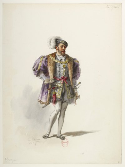 Btv1b84558104 03 - Saint-Saëns - Henry VIII - Maquettes de costumes - Lacoste - 3. Seigneur - Eugene Lacoste