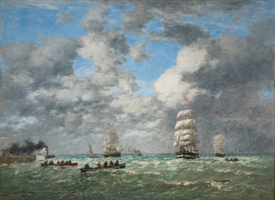 Leaving the Port of Le Havre / Shipping (Le Havre, sortie du port) - Eugene Louis Boudin