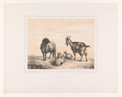 Mouton, chèvre et trois chevreaux - Eugène Verboeckhoven