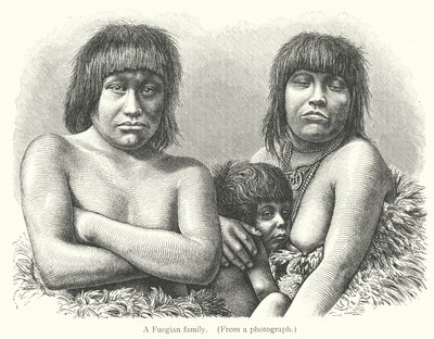 Une famille fuégienne (gravure) - European School