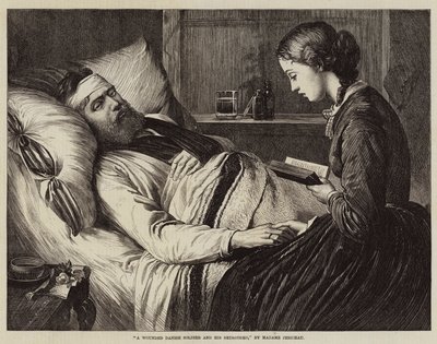 Un soldat danois blessé et sa fiancée (gravure) - European School