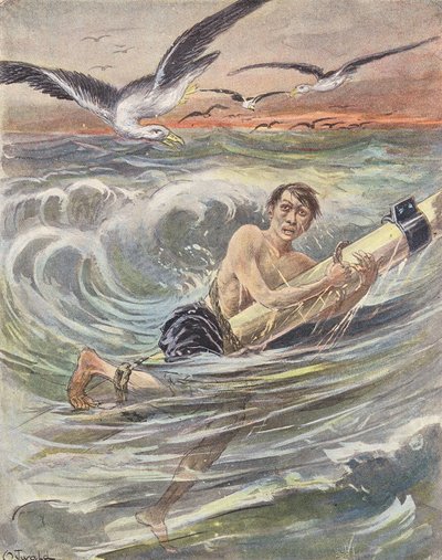 Un marin naufragé (lithographie couleur) - European School