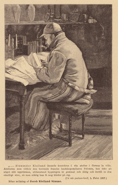 Alexander Kielland, auteur norvégien (gravure) - European School