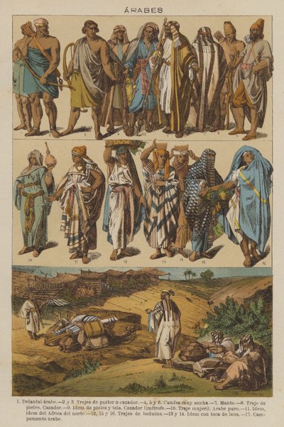 Arabes (lithographie en couleur) - European School
