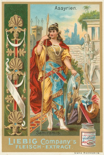 Assyrie, Sémiramis, carte Liebig, début du 20e siècle - European School