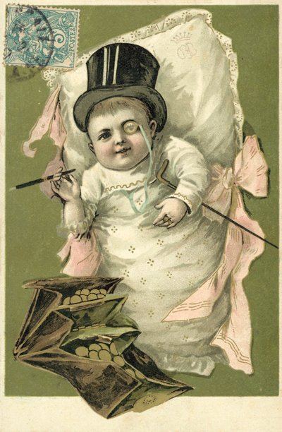 Bébé portant un haut-de-forme et un monocle - European School