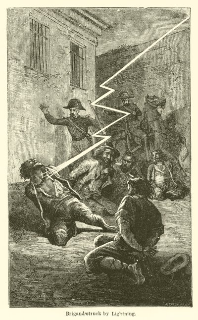 Brigand frappé par la foudre (gravure) - European School