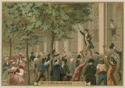 Camille Desmoulins appelle aux armes devant le Palais-Royal, Paris, Révolution française, 12 juillet 1789 - European School