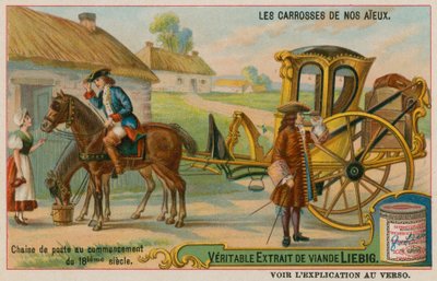 Chaise commençant un voyage au XVIIIe siècle - European School