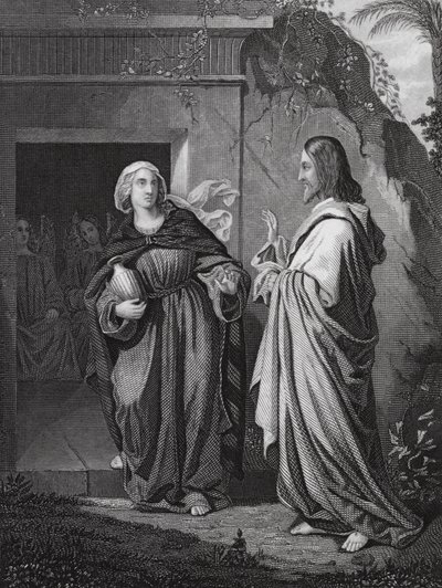 Christ apparaissant à Marie, Saint Jean, Ch 20, v 14 (gravure) - European School