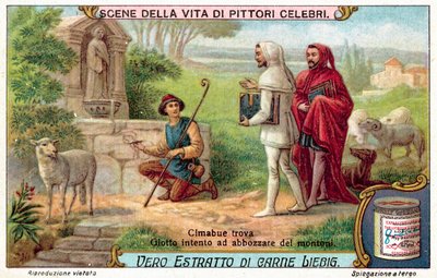 Cimabue trouve Giotto dessinant des moutons - European School