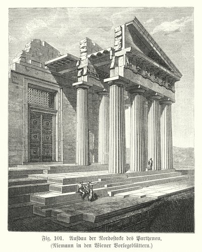 Construction du coin nord-est du Parthénon, Athènes, Grèce antique - European School