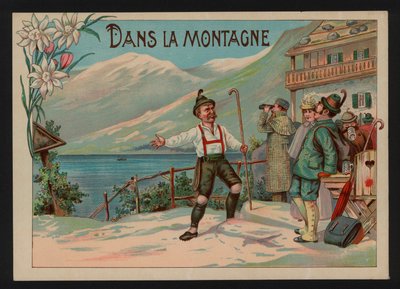 Dans la montagne (lithographie en couleur) - European School
