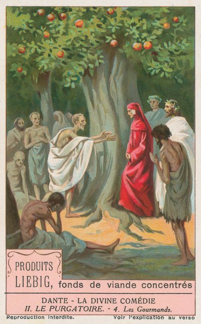 Dante, La Divine Comédie, carte Liebig, début du 20e siècle (chromo) - European School