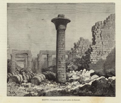 Égypte - Colonnes dans la grande cour de Karnak - European School