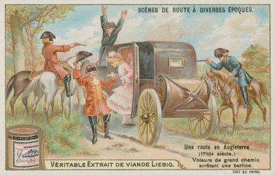 Carrosse anglais du XVIIe siècle attaqué par des bandits de grand chemin - European School