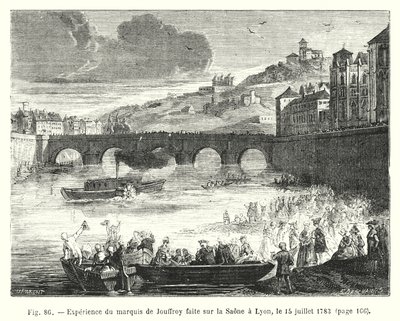 Expérience du marquis de Jouffroy faite sur la Saône à Lyon, le 15 juillet 1783 - European School