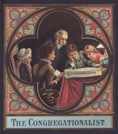Famille lisant un exemplaire de The Congregationalist - European School