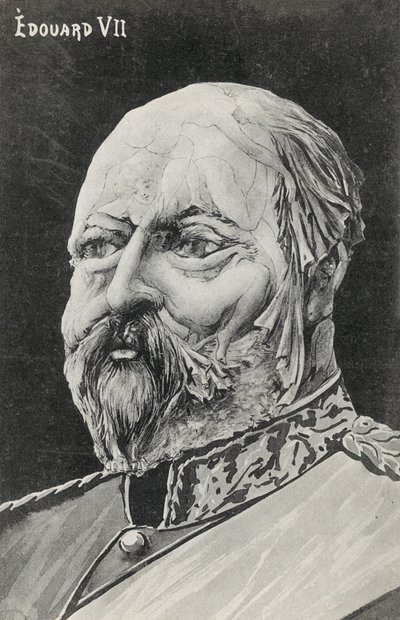 Portrait fantaisiste du roi Edouard VII (lithographie) - European School
