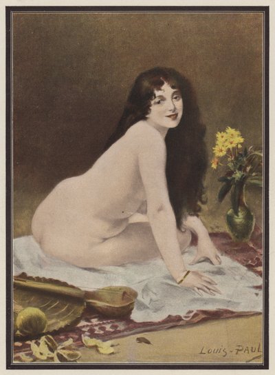 Fantaisie, femme assise sur un tapis - European School