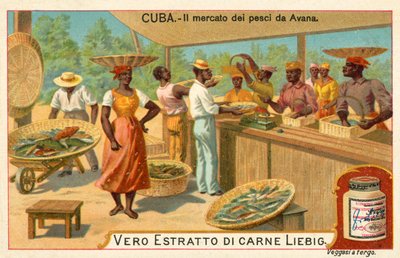 Marché aux poissons de La Havane, Cuba (chromolithographie) - European School