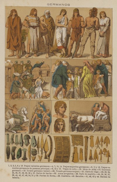 Germanos (lithographie en couleur) - European School