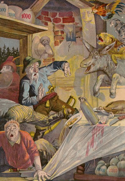 Contes de Grimms : Les musiciens de Brême (chromolitho) - European School