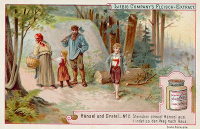 Hansel et Gretel : Hansel laissant une traînée de cailloux pour retrouver le chemin de la maison - European School