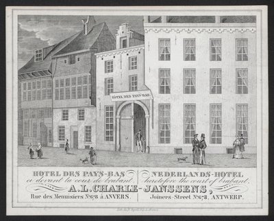 Hôtel Des Pays Bas, Hôtel Néerlandais, A L Charle-Janssens, Anvers (gravure) - European School