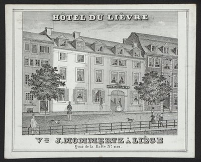 Hôtel du Lièvre, J Mommertz, Liège (gravure) - European School