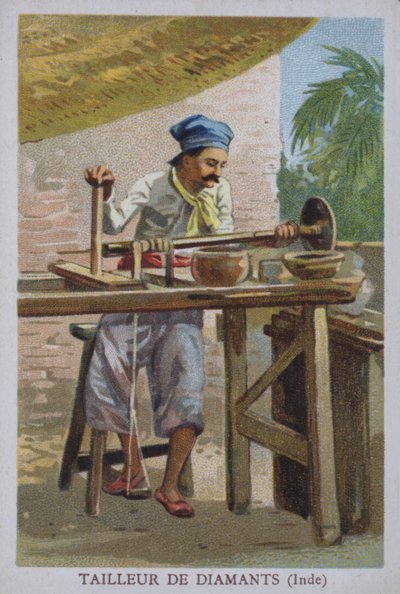 Tailleur de diamants indien (lithographie en couleur) - European School