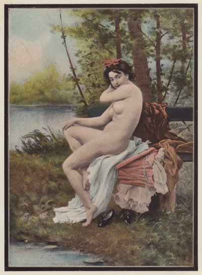 Indolence, femme assise sur un banc - European School