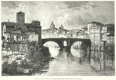 Île du Tibre, Saint-Barthélemy et pont des Quattro Capi (gravure) - European School