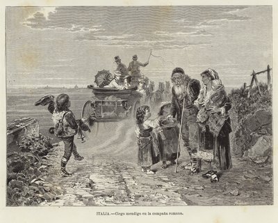 Italie - Mendiant aveugle dans la campagne romaine - European School