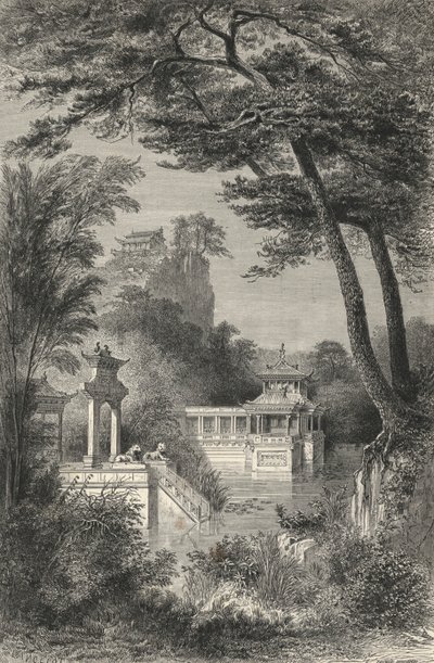 Jardin chinois moderne (gravure) - European School
