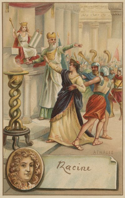 Jean Racine, dramaturge français, et une scène de sa pièce Athalie (1691) - European School