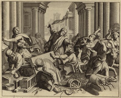 Jésus-Christ chassant les changeurs du Temple (gravure) - European School