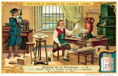 Johann Friedrich Boettger découvrant le processus de fabrication de la porcelaine - European School