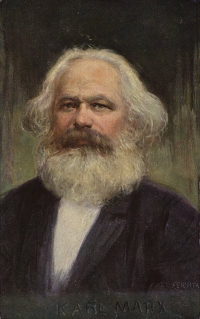 Karl Marx (1818-1883), philosophe, économiste, historien et théoricien politique allemand (lithographie couleur) - European School