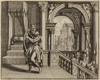 Le roi David jouant de la harpe - European School