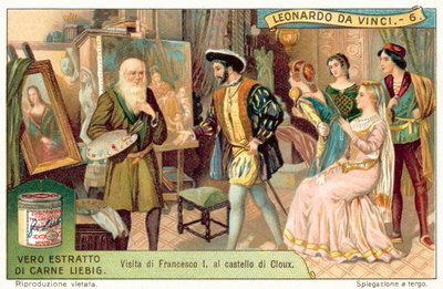 Le roi François Ier de France visitant Léonard de Vinci à Clos Lucé (chromolithographie) - European School
