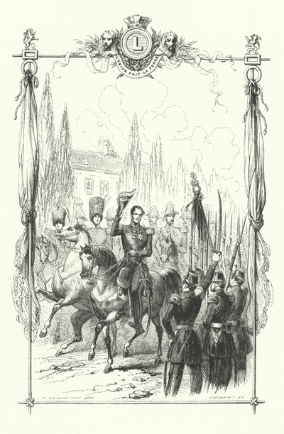 Le roi Léopold Ier, le duc de Brabant et le comte de Flandre passant en revue une parade militaire, Belgique - European School