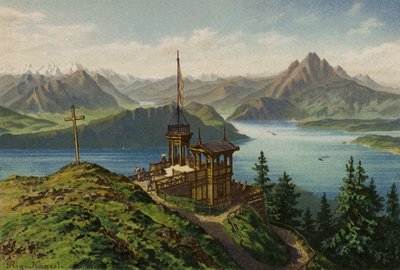 Lac des Quatre-Cantons : Rigi-Kanzeli (lithographie en couleur) - European School