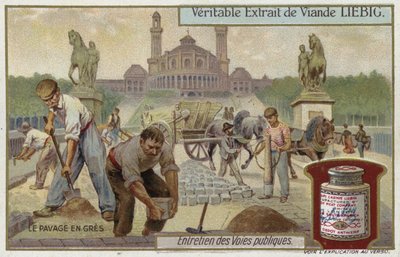 Pose de pavés en grès - European School