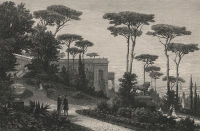 Le Monte-Pincio à Rome (gravure) - European School