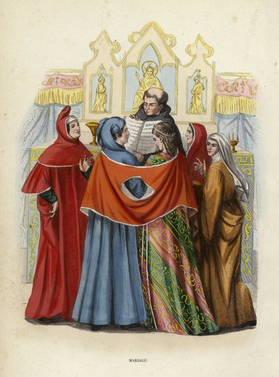 Mariage (gravure en couleur) - European School