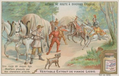 Charretiers médiévaux attaqués par des bandits - European School