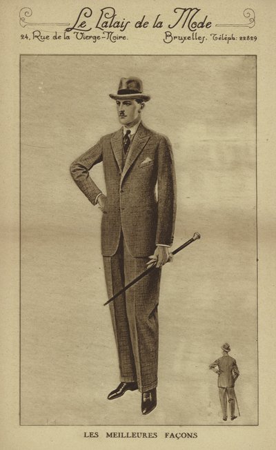 Mode masculine vers les années 1930 (lithographie) - European School