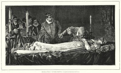 Michel-Ange honorant le corps mort de Vittoria Colonna - European School