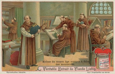Moines copiant des livres à vendre au Moyen Âge - European School